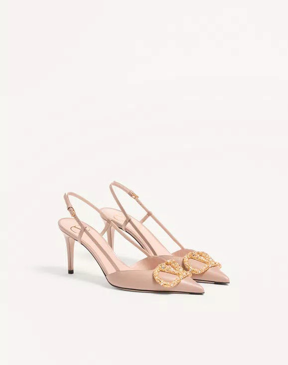 Valentino Vlogo Signature Slingback Calfskin Pump With Jewel Logo 80Mm - Image 6